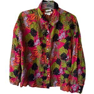 C&C Linen Size 2X Tropical  Fuscia Pink Panther Floral